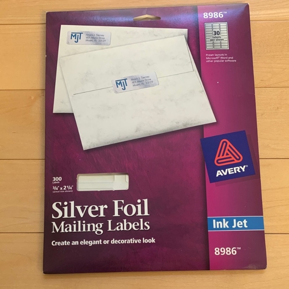 Avery Silver Foil Inkjet address Labels (450)